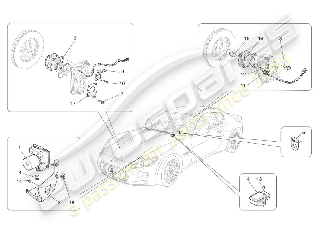 maserati granturismo (2016) braking control systems part diagram