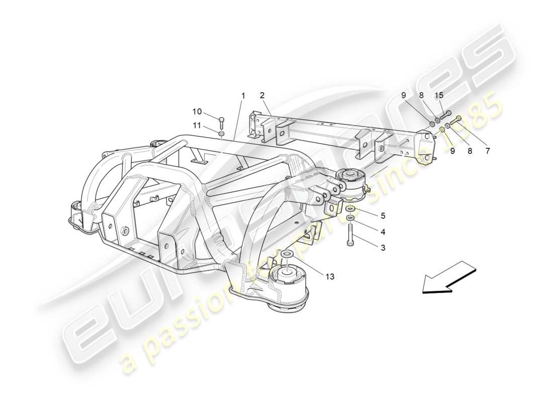 maserati granturismo (2013) rear chassis part diagram