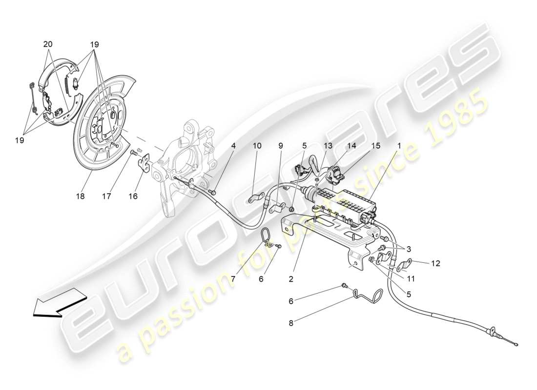 maserati qtp 3.0 bt v6 410hp (2014) parking brake parts diagram
