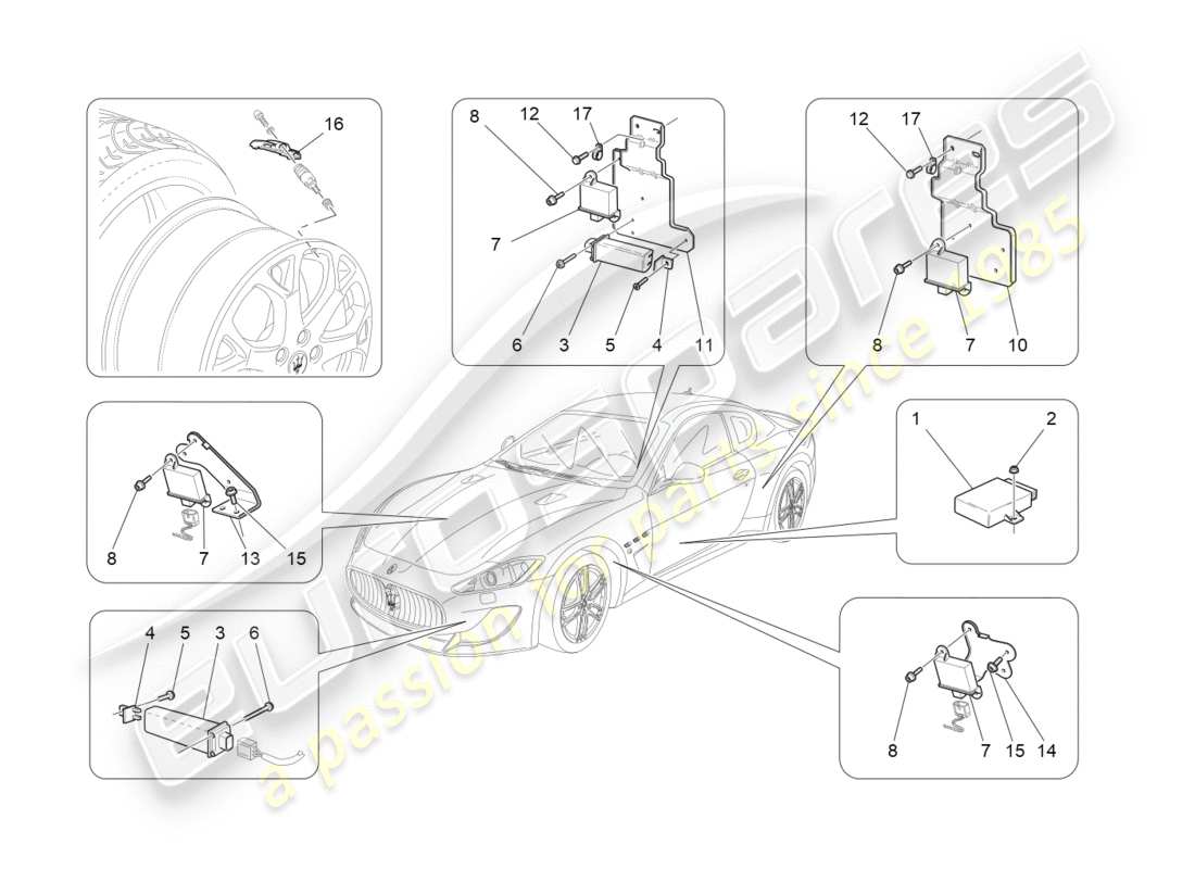 maserati qtp 3.0 tds v6 275hp (2015) tyre pressure monitoring system part diagram