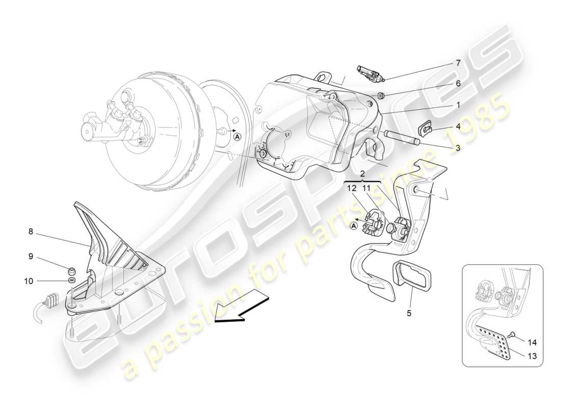 maserati granturismo (2016) complete pedal board unit part diagram