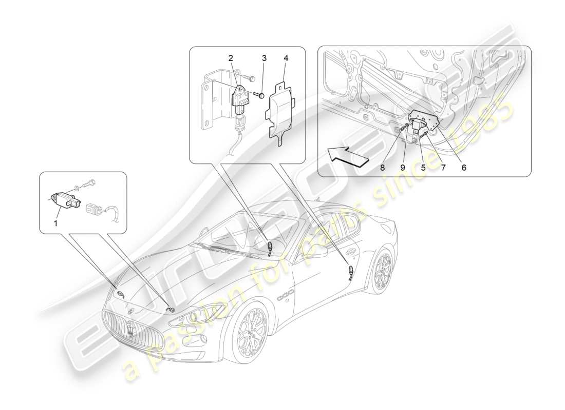 maserati granturismo (2014) crash sensors part diagram