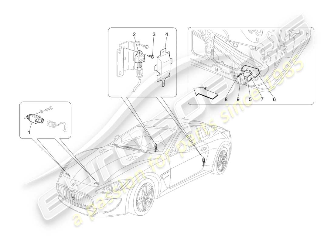 maserati qtp 3.0 tds v6 275hp (2015) crash sensors part diagram