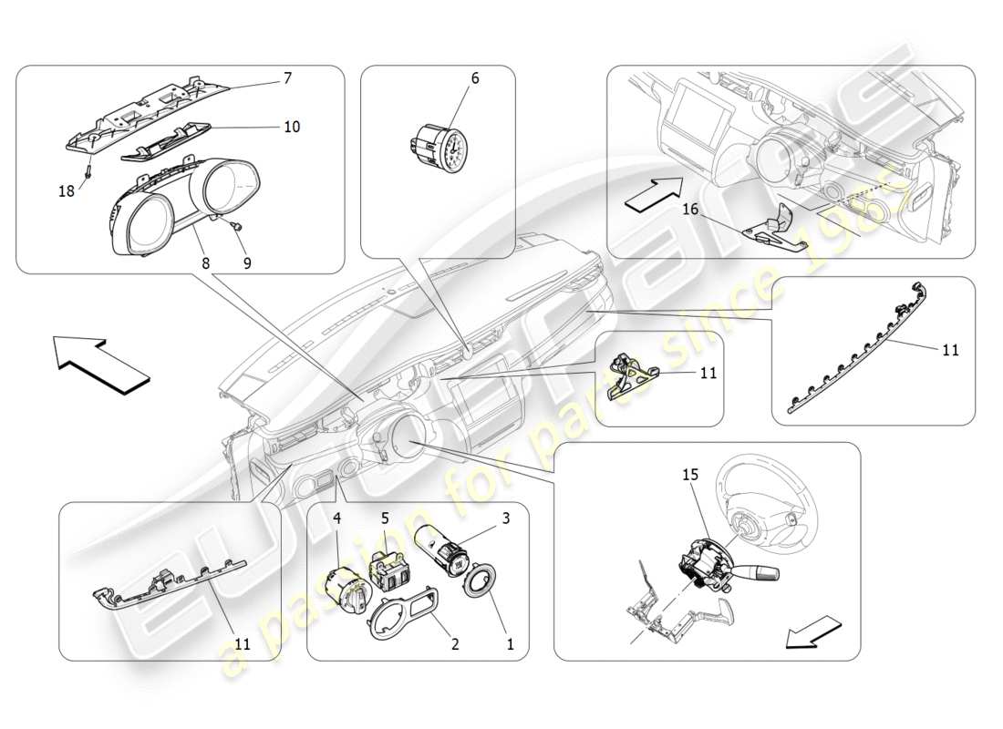 maserati qtp 3.0 tds v6 275hp (2015) dashboard devices part diagram