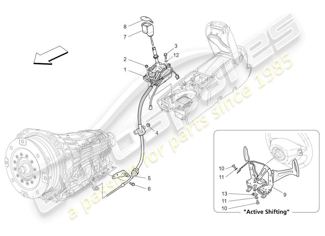 maserati granturismo (2009) driver controls for automatic gearbox parts diagram