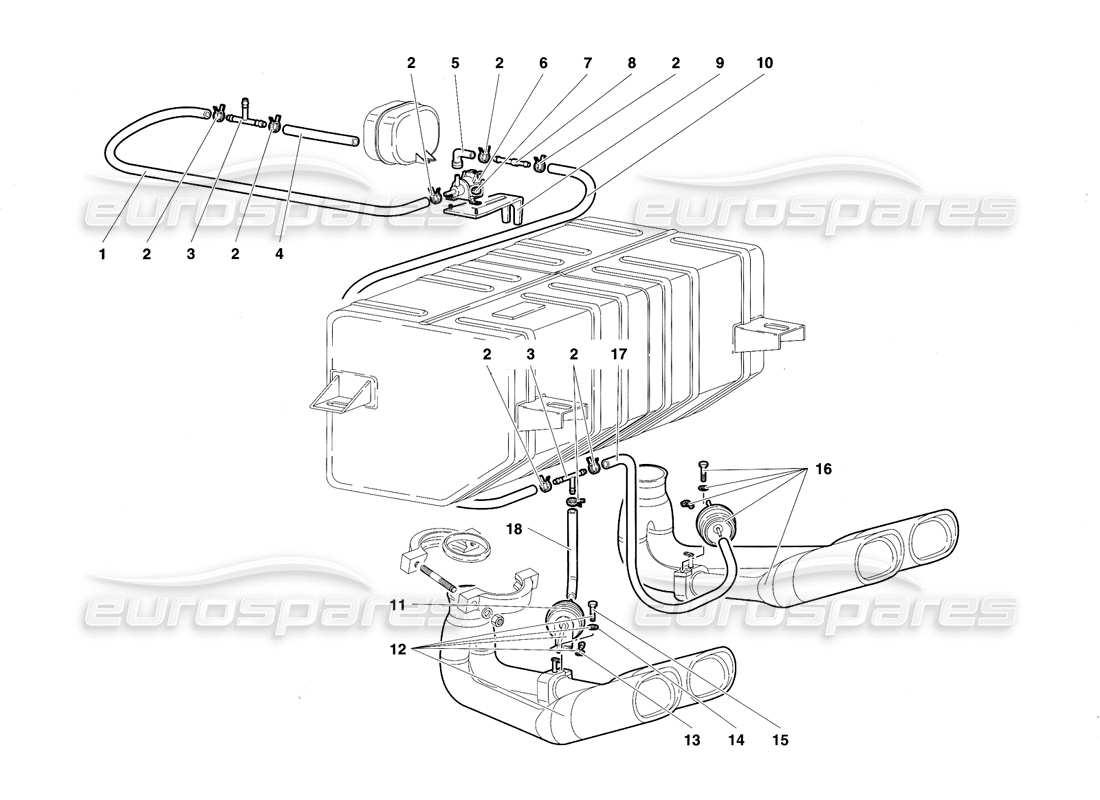 lamborghini diablo sv (1997) exhaust system part diagram