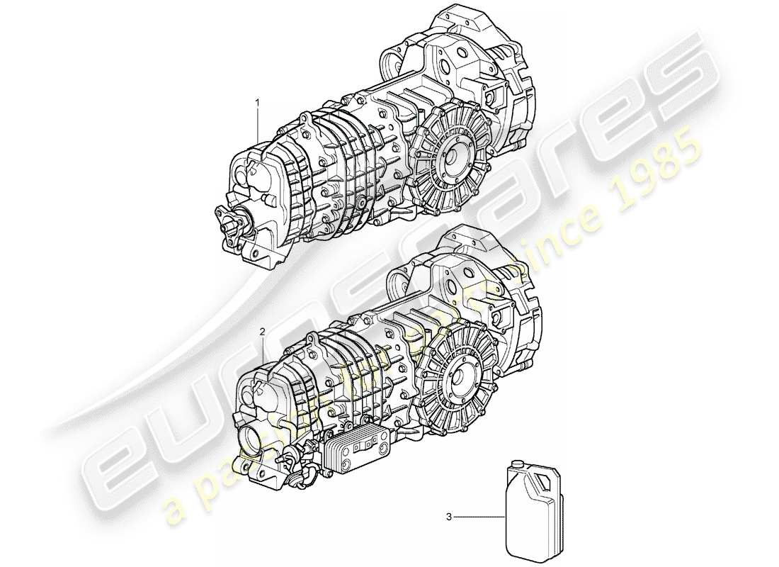 porsche 996 t/gt2 (2005) replacement transmission - - ready for installation parts diagram