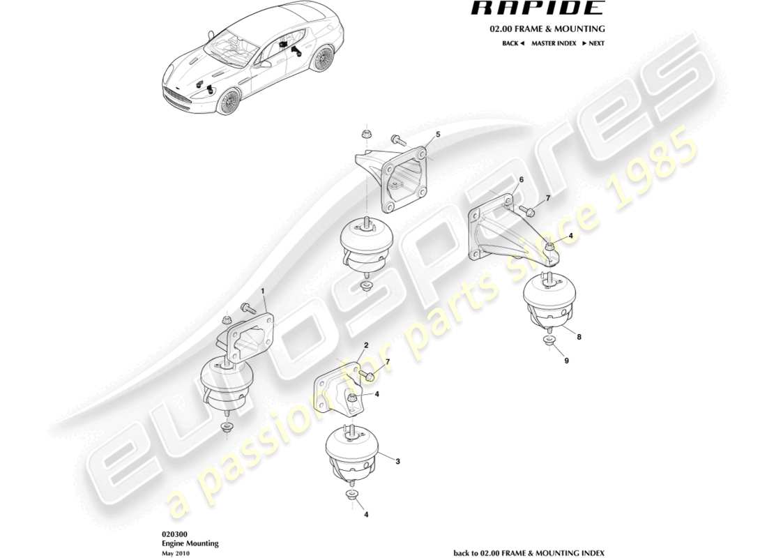 aston martin rapide (2011) powertrain mountings part diagram