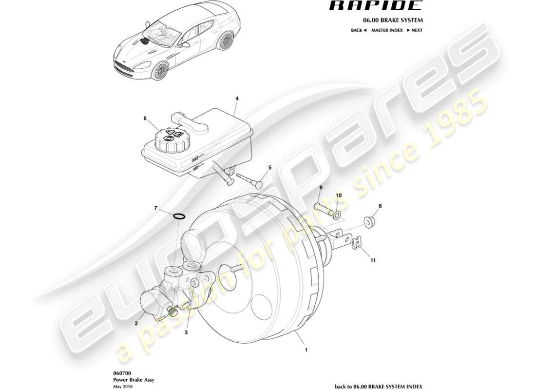 aston martin rapide (2011) power brake assembly part diagram