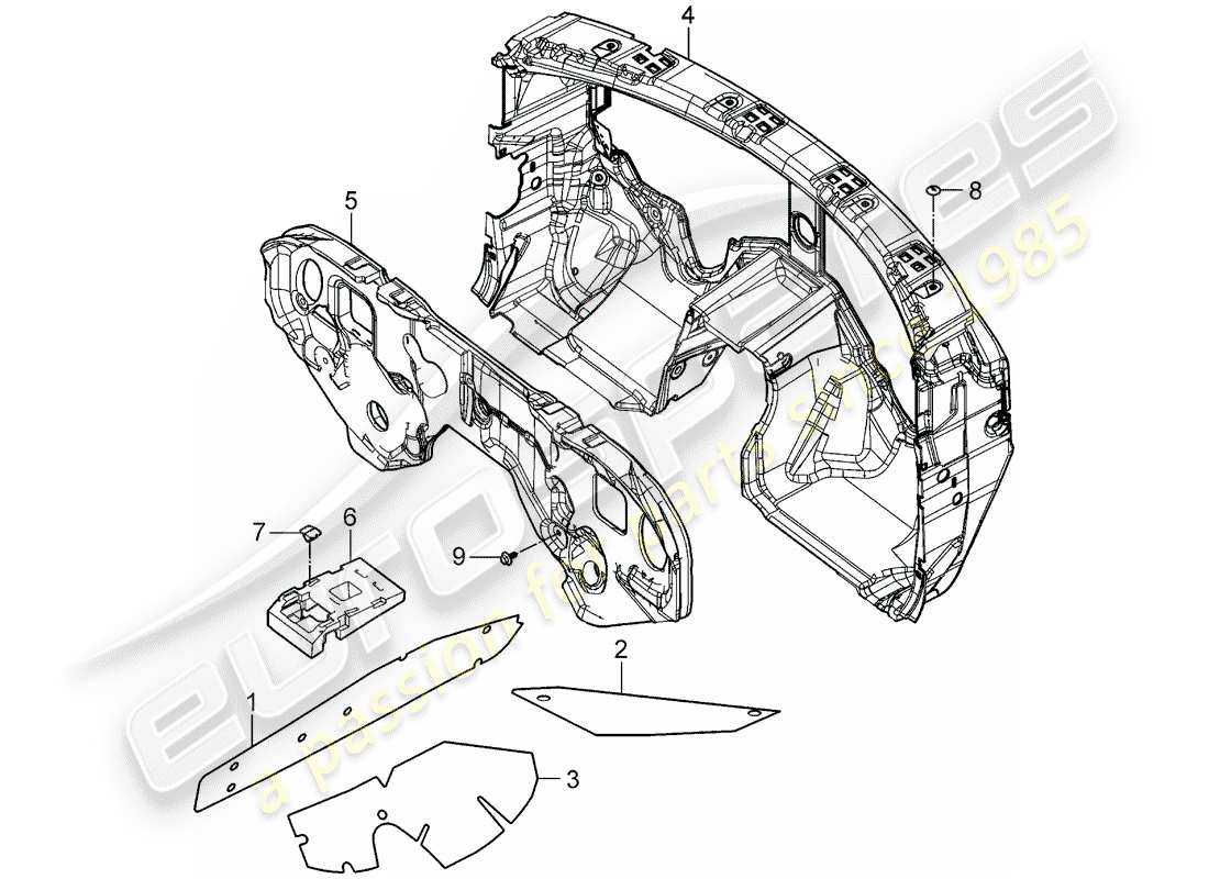 porsche cayenne (2009) sound absorber part diagram