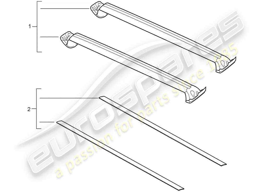 porsche tequipment cayenne (2019) roof luggage rack parts diagram