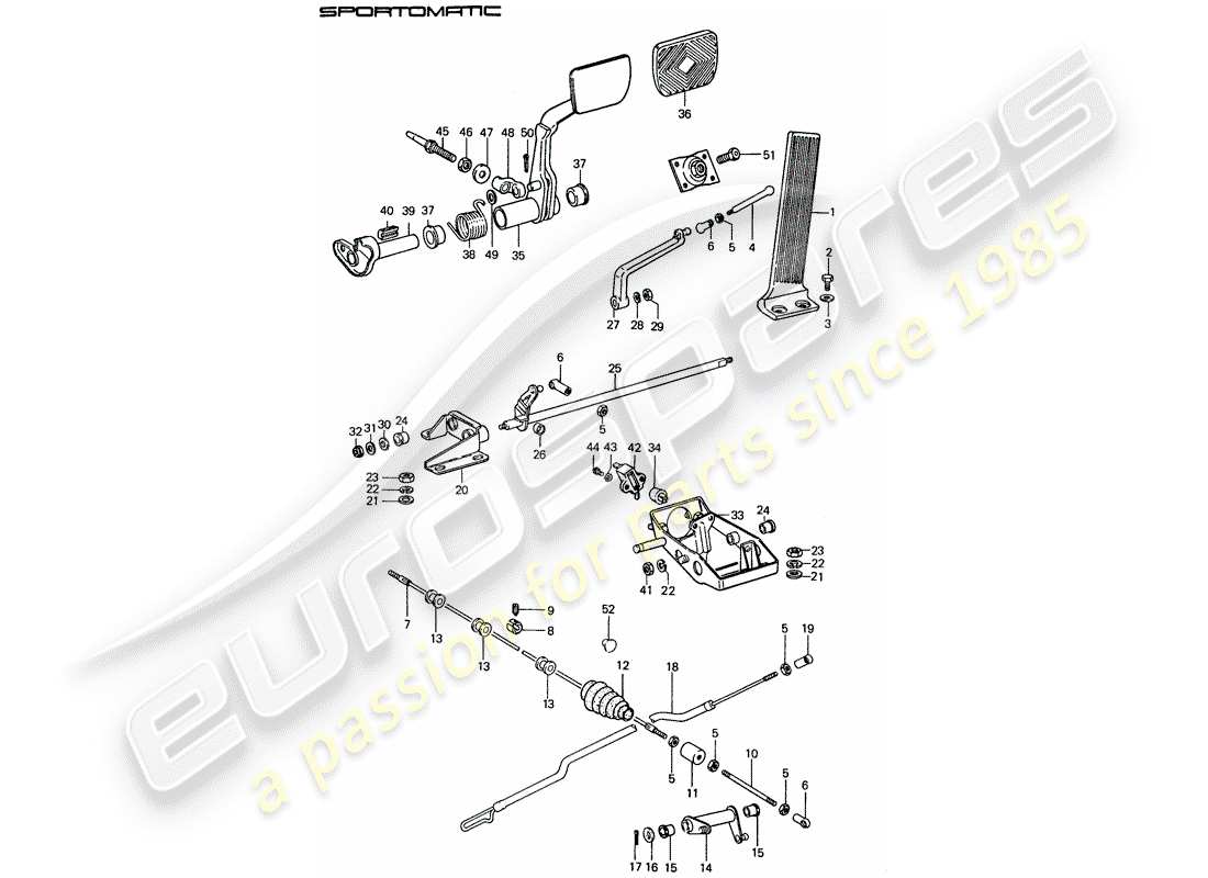 porsche 911 (1977) pedals part diagram