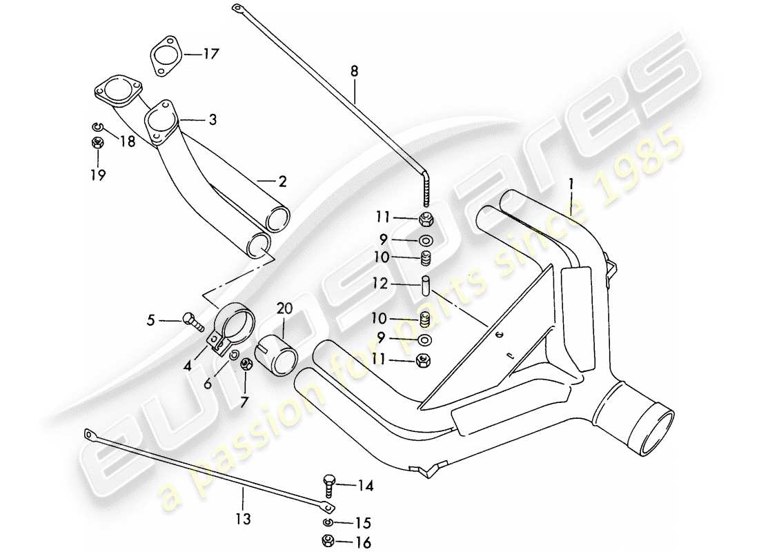 porsche 356b/356c (1961) exhaust system - sport version - only - for - race track part diagram