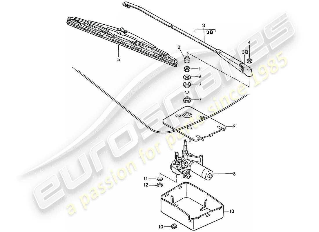 porsche 924s (1988) rear window wiper part diagram