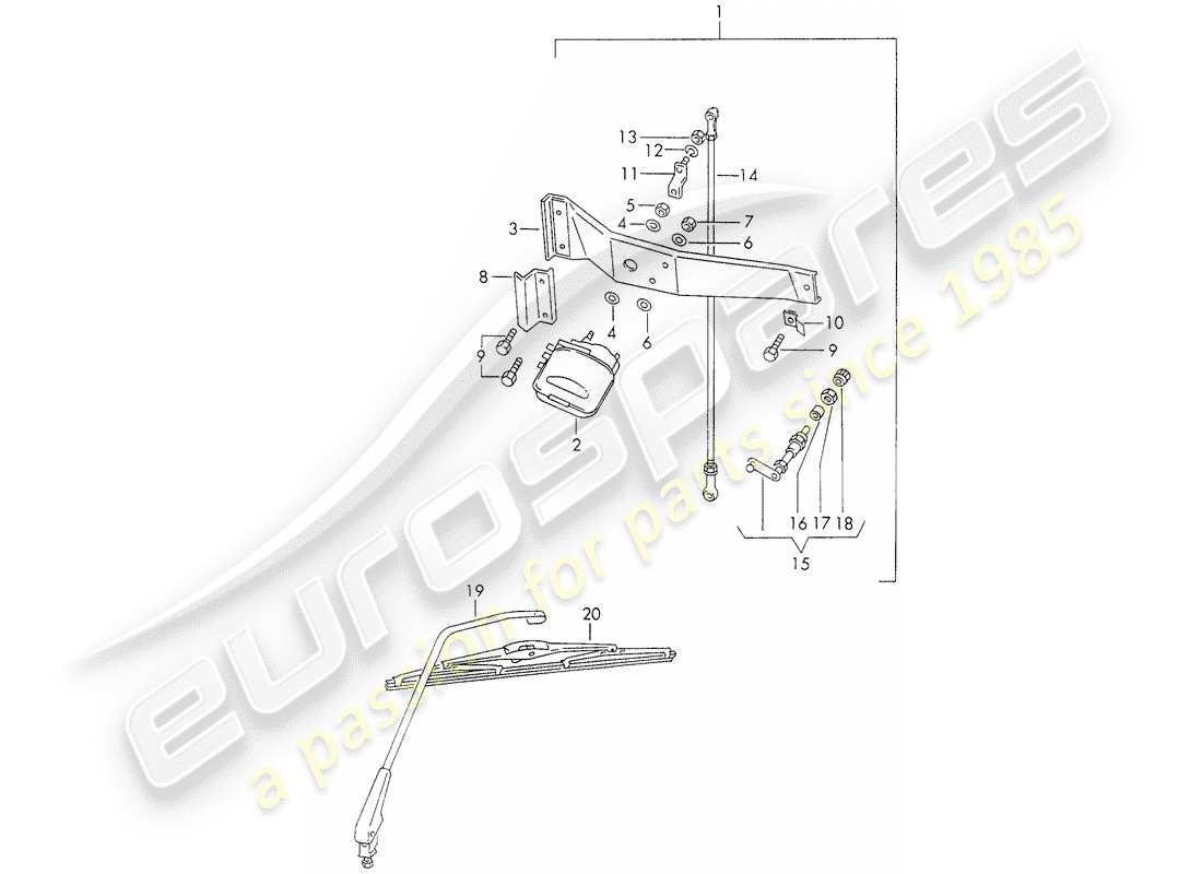 porsche 911 (1972) rear window wiper part diagram