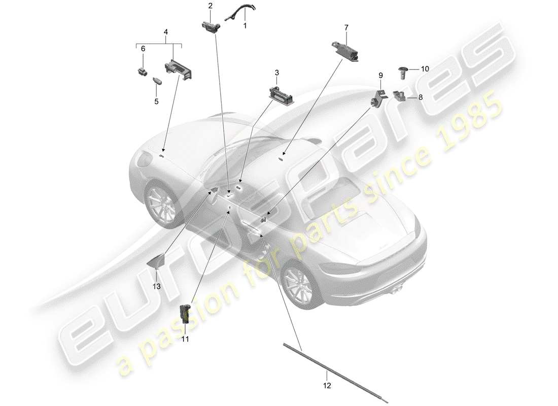 porsche 718 boxster (2019) interior lighting part diagram