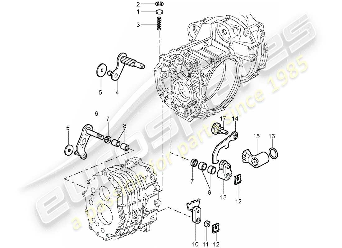 porsche 996 gt3 (2001) shift control lock device part diagram