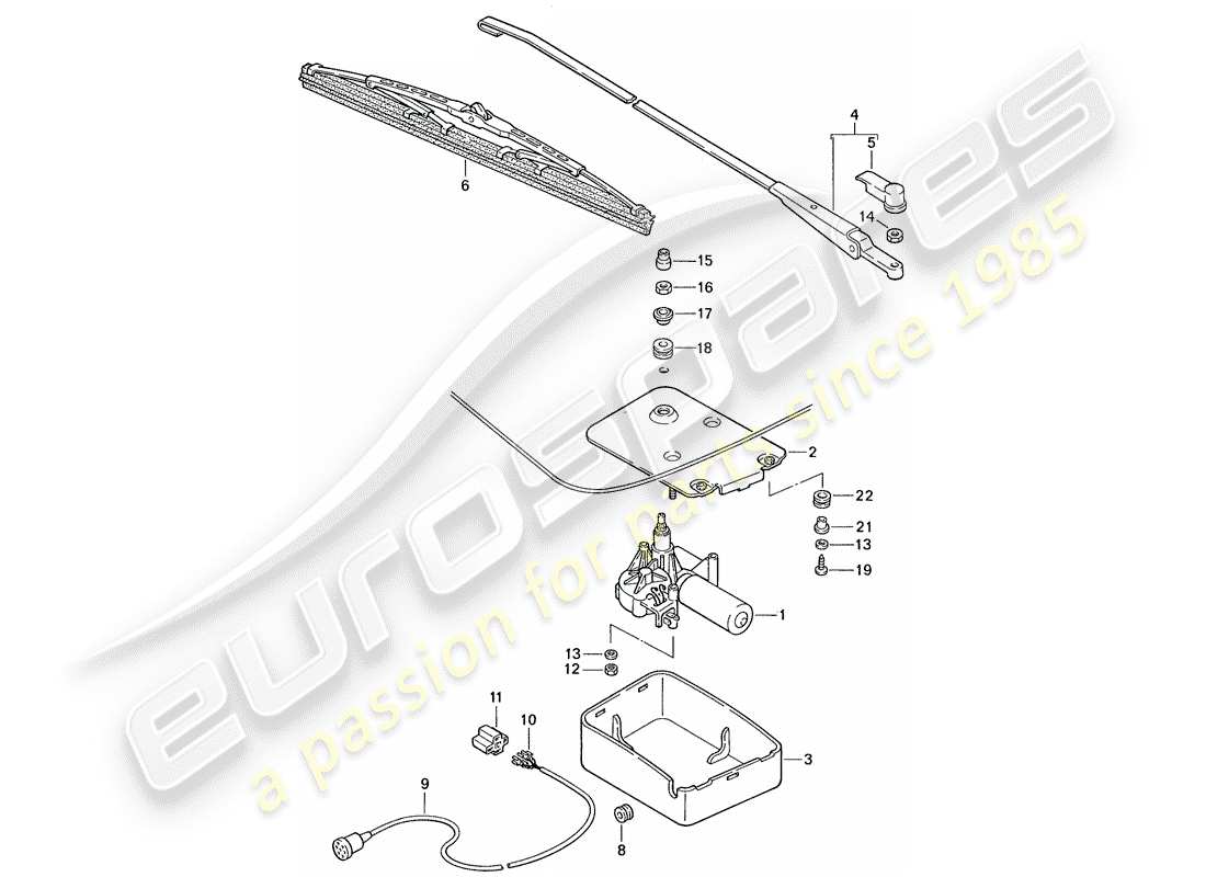 porsche 944 (1989) rear window wiper part diagram