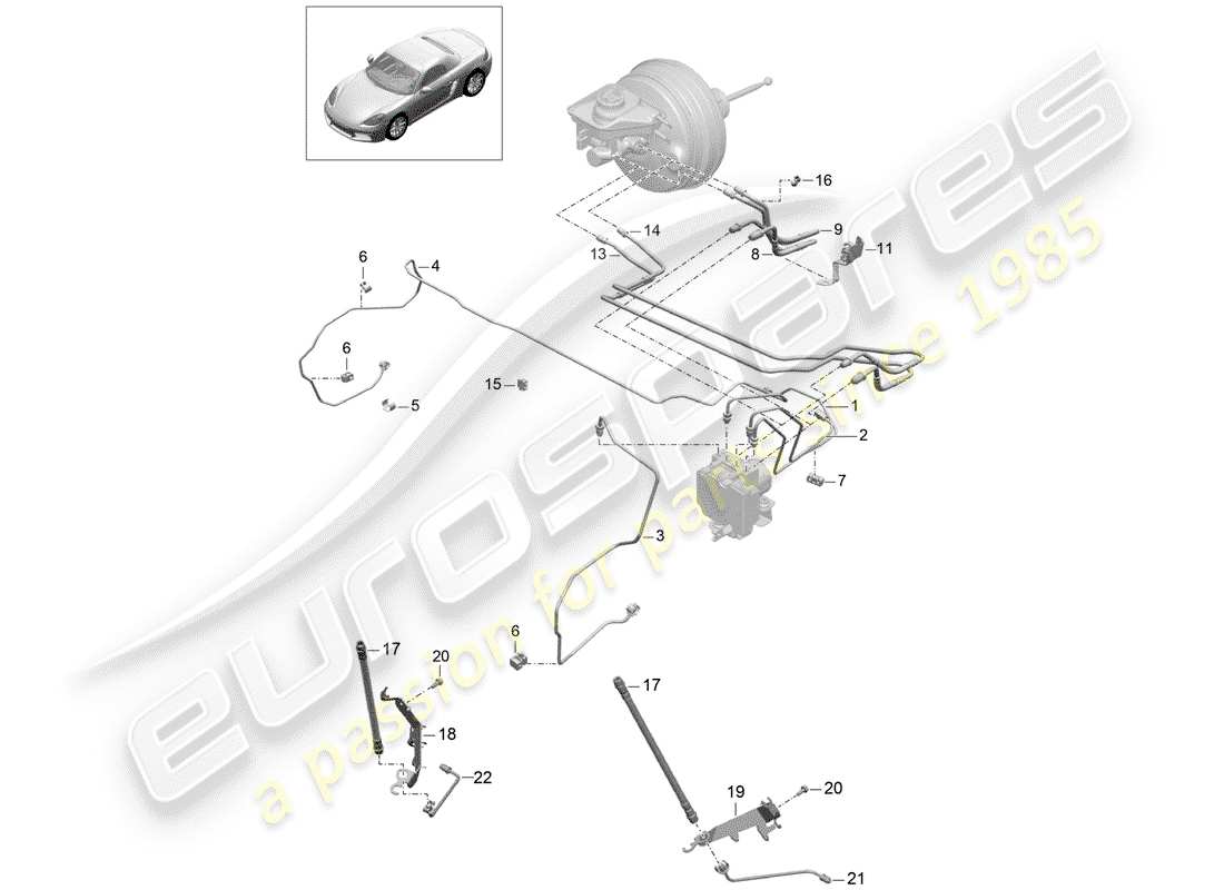 porsche 718 boxster (2019) brake line parts diagram