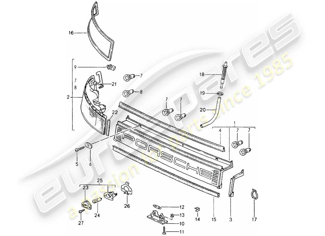 porsche 964 (1993) covering - combined lights part diagram