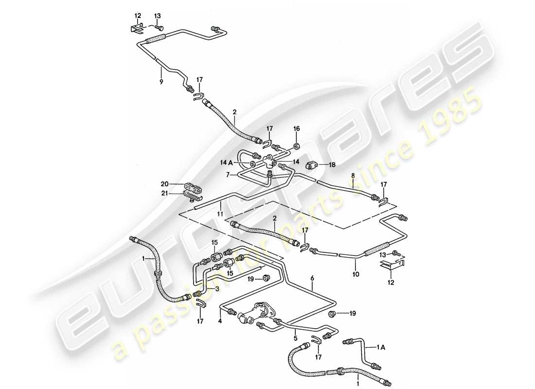 porsche 944 (1989) brake lines part diagram