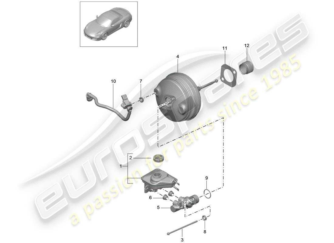 porsche boxster 981 (2012) brake master cylinder part diagram