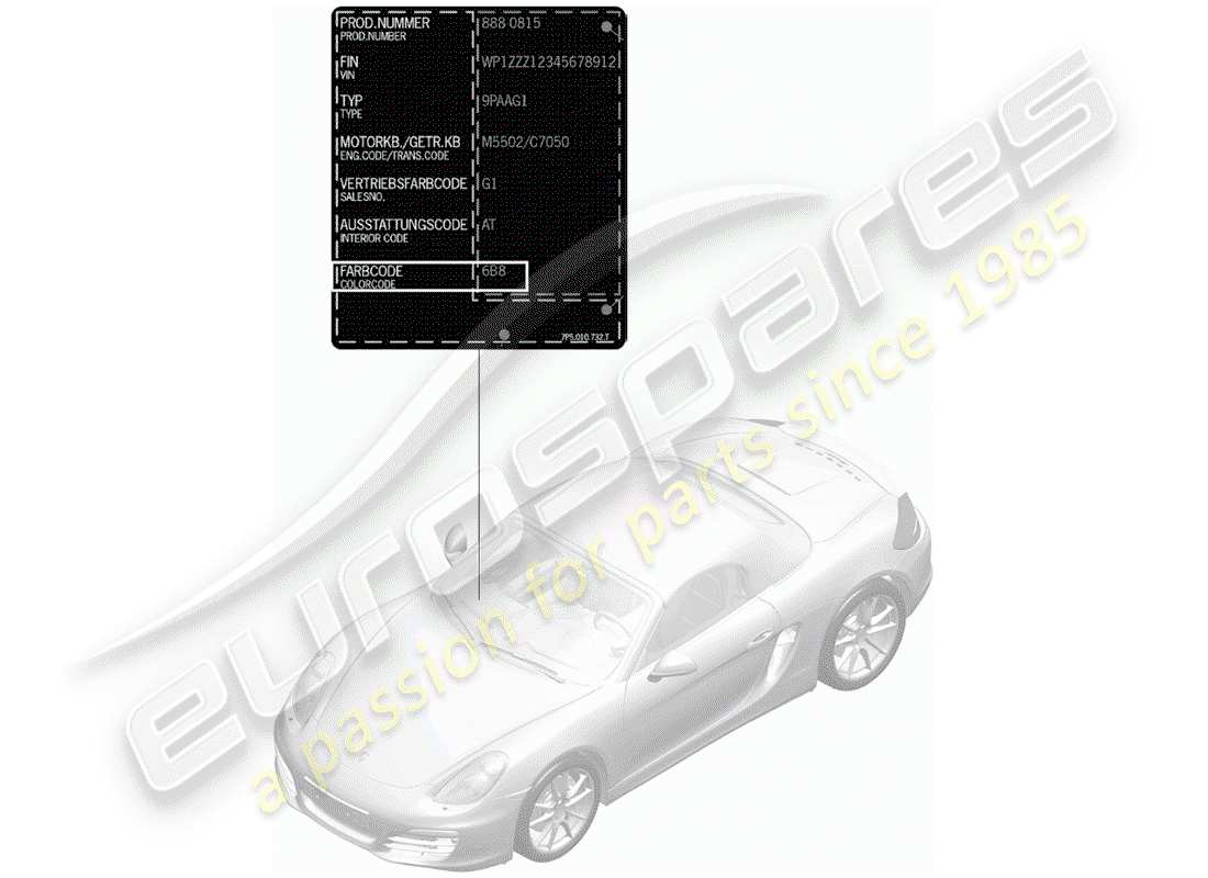 porsche boxster 981 (2012) paint touch-up stick part diagram