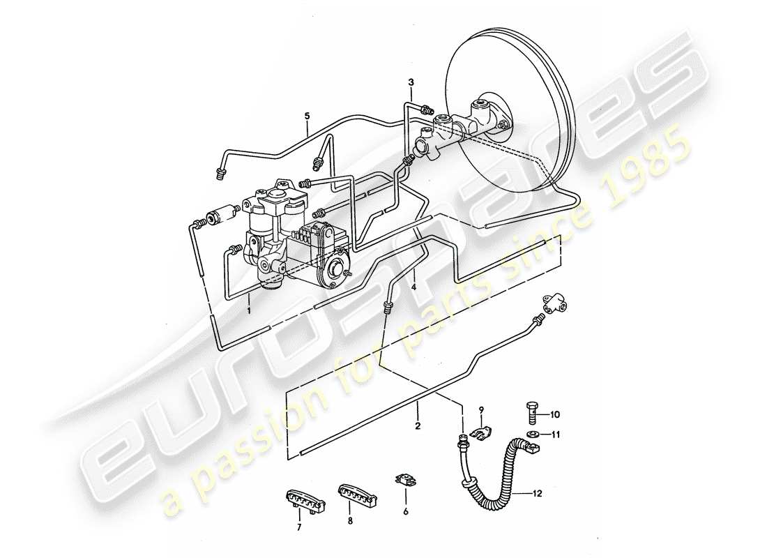 porsche 928 (1995) brake lines parts diagram