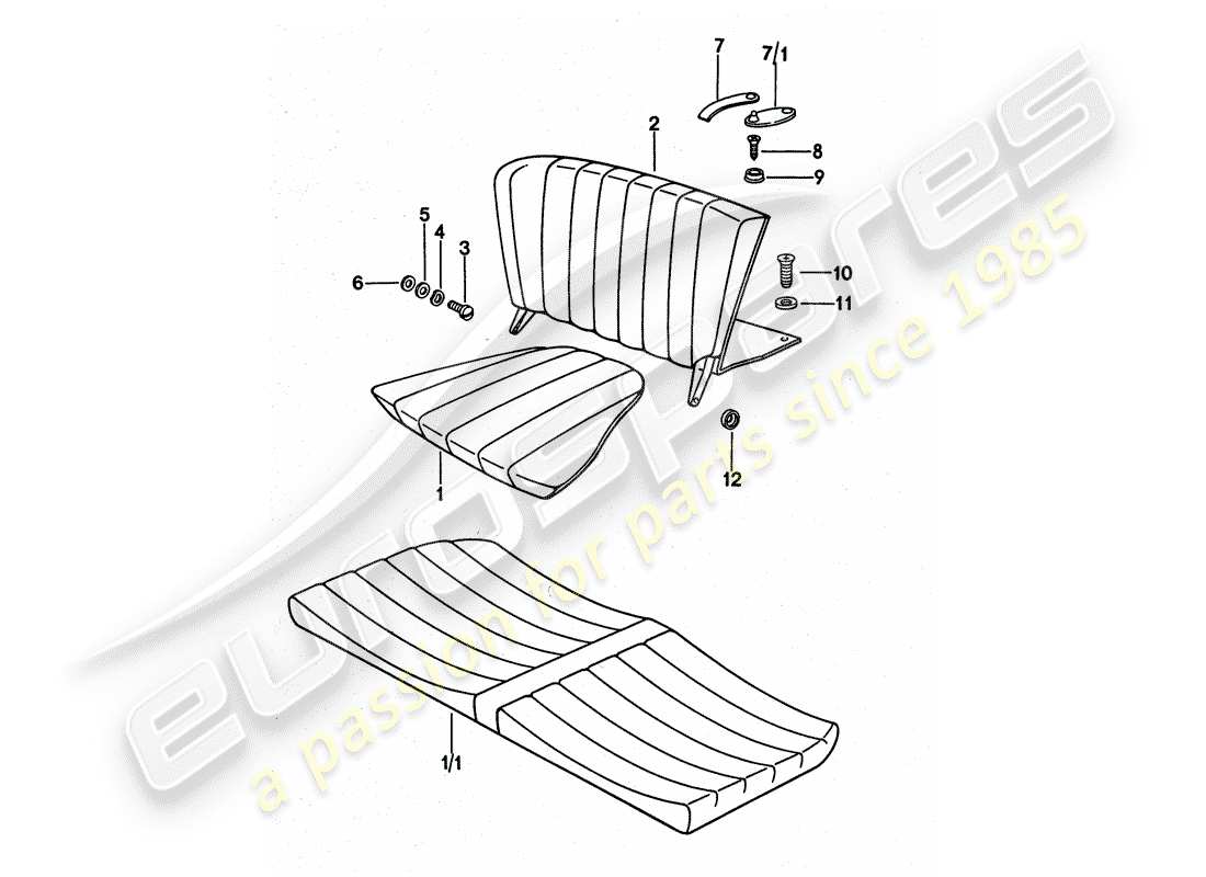 porsche 911 turbo (1977) emergency seat part diagram