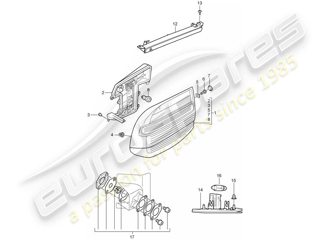 porsche cayenne (2008) rear light part diagram