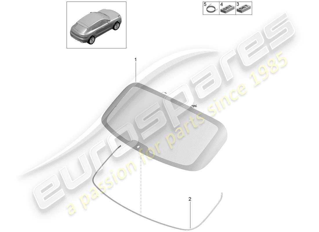 porsche macan (2020) rear window glass part diagram