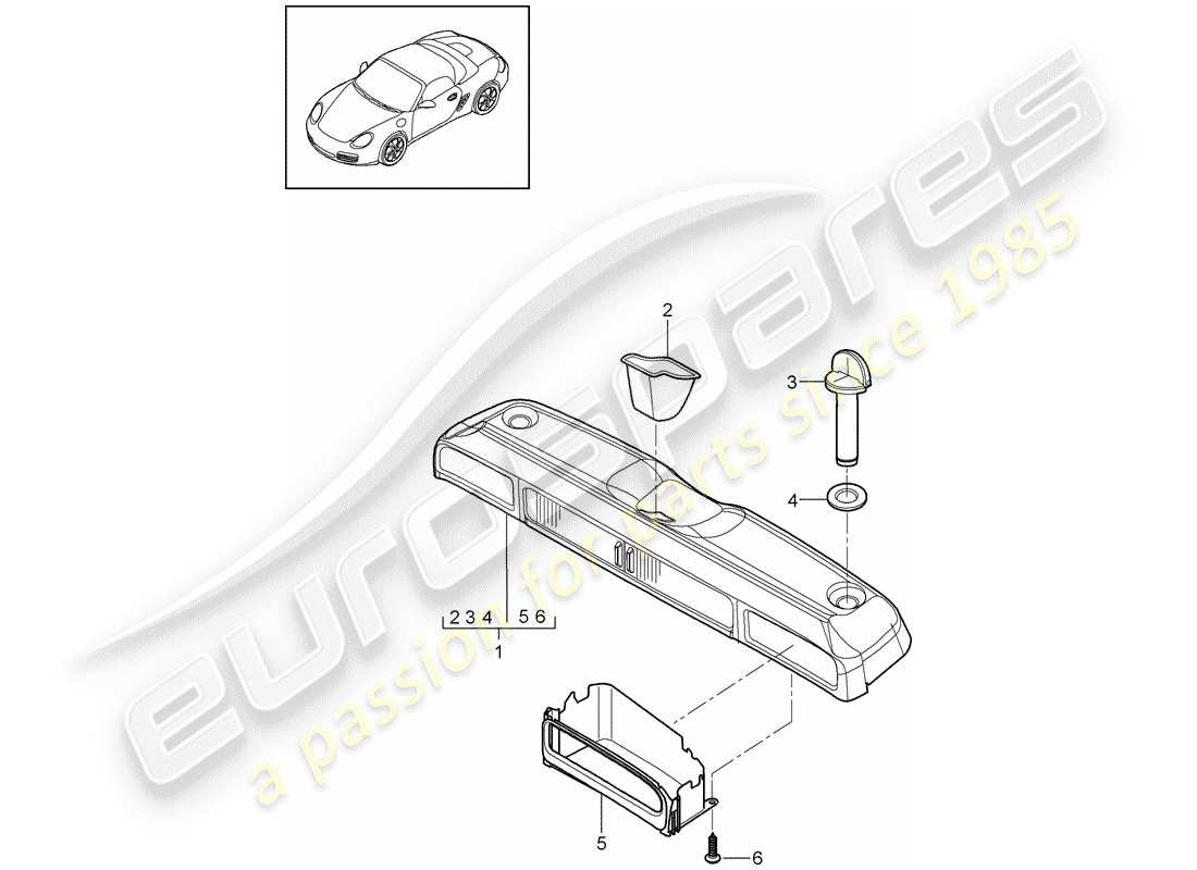 porsche boxster 987 (2009) stowage box parts diagram