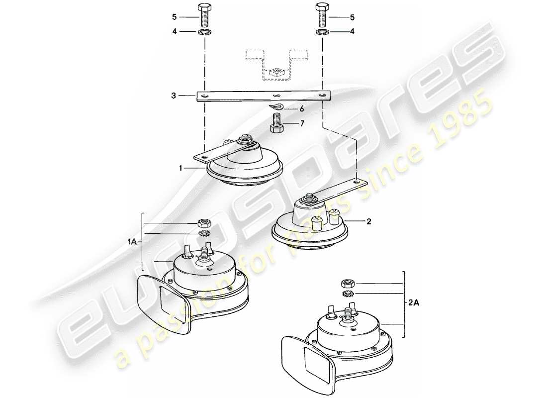 porsche 924 (1980) horn part diagram