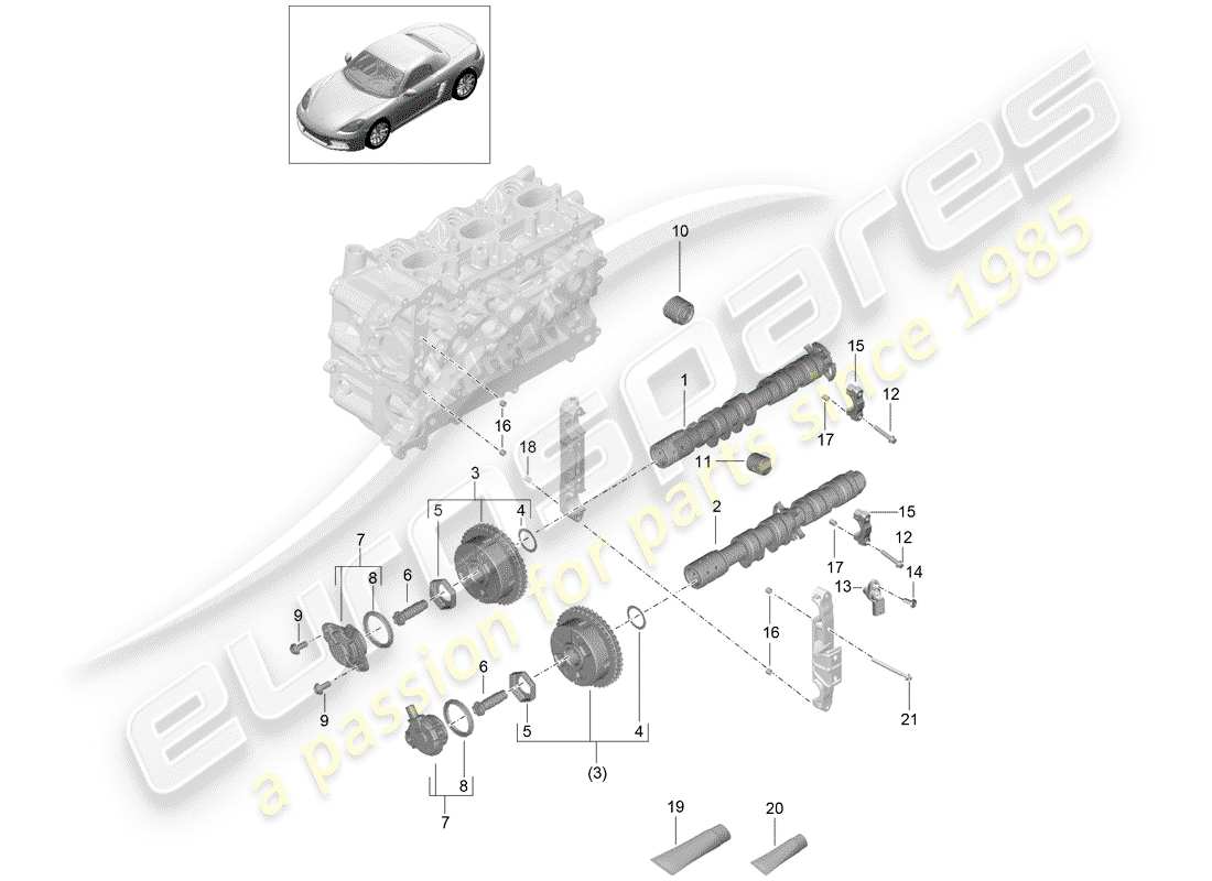 porsche 718 boxster (2018) camshaft parts diagram