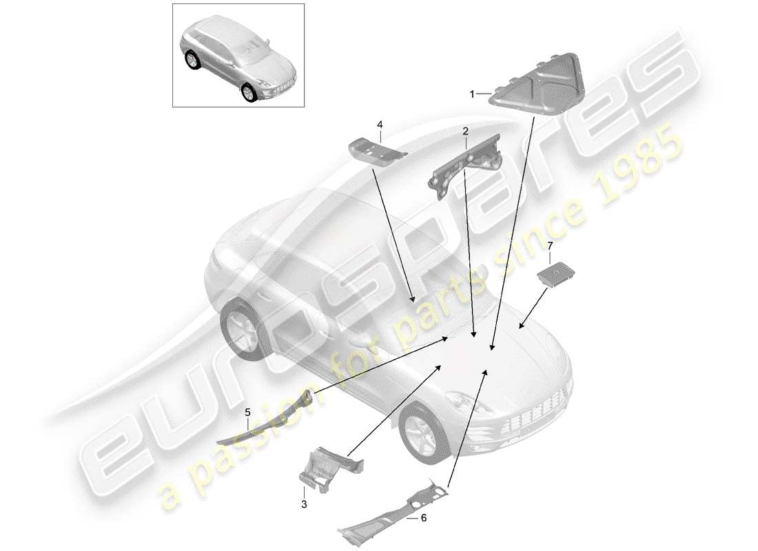 porsche macan (2018) sound absorber part diagram