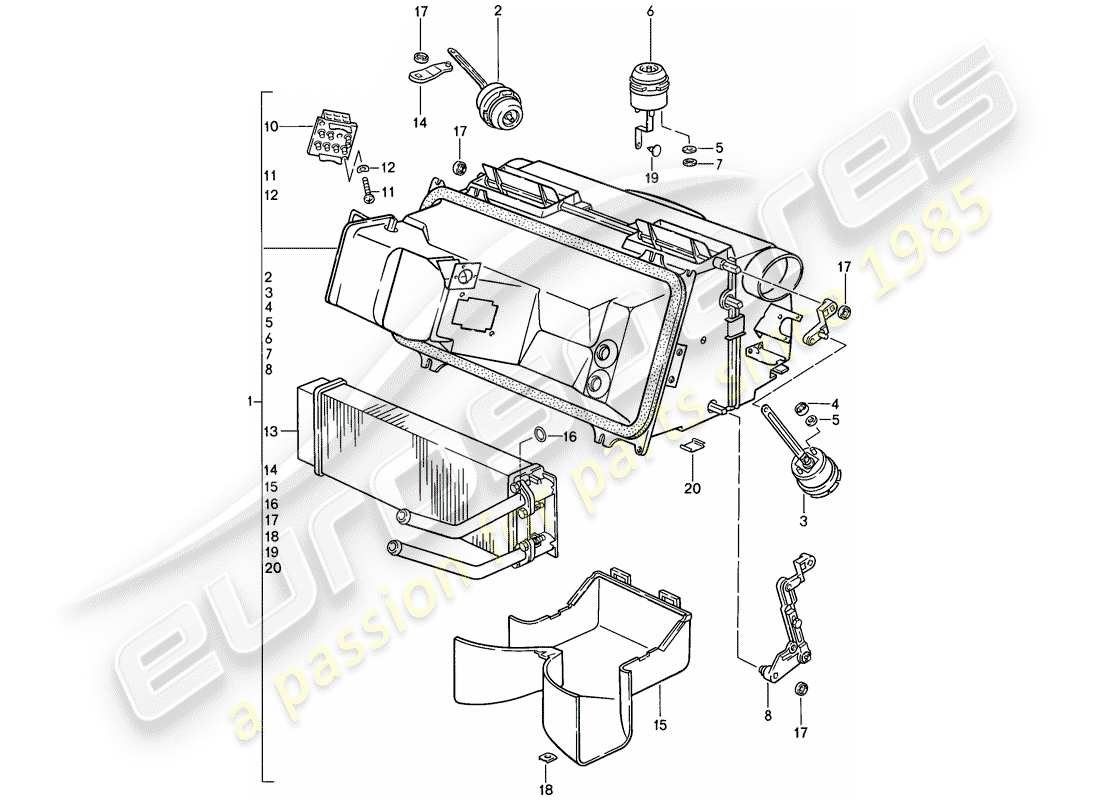 porsche 928 (1981) heater parts diagram