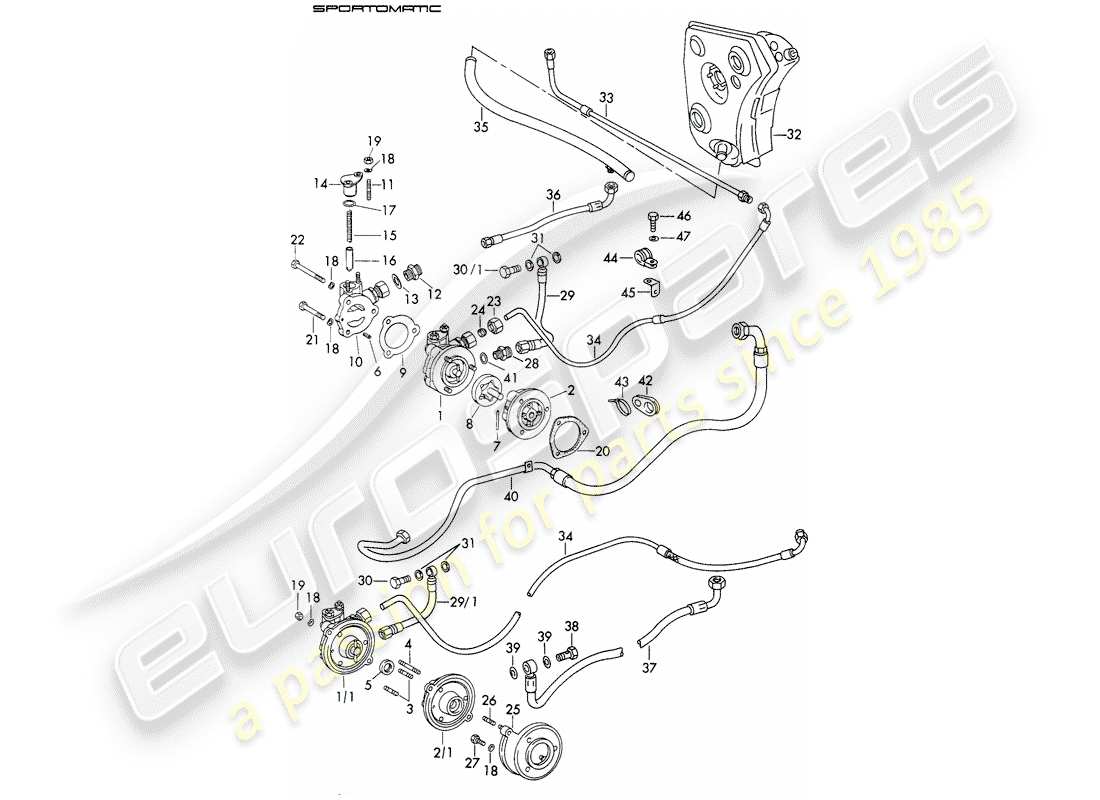 porsche 911 (1971) oil supply - for - torque converter - sportomatic - d - mj 1972>> - mj 1972 part diagram