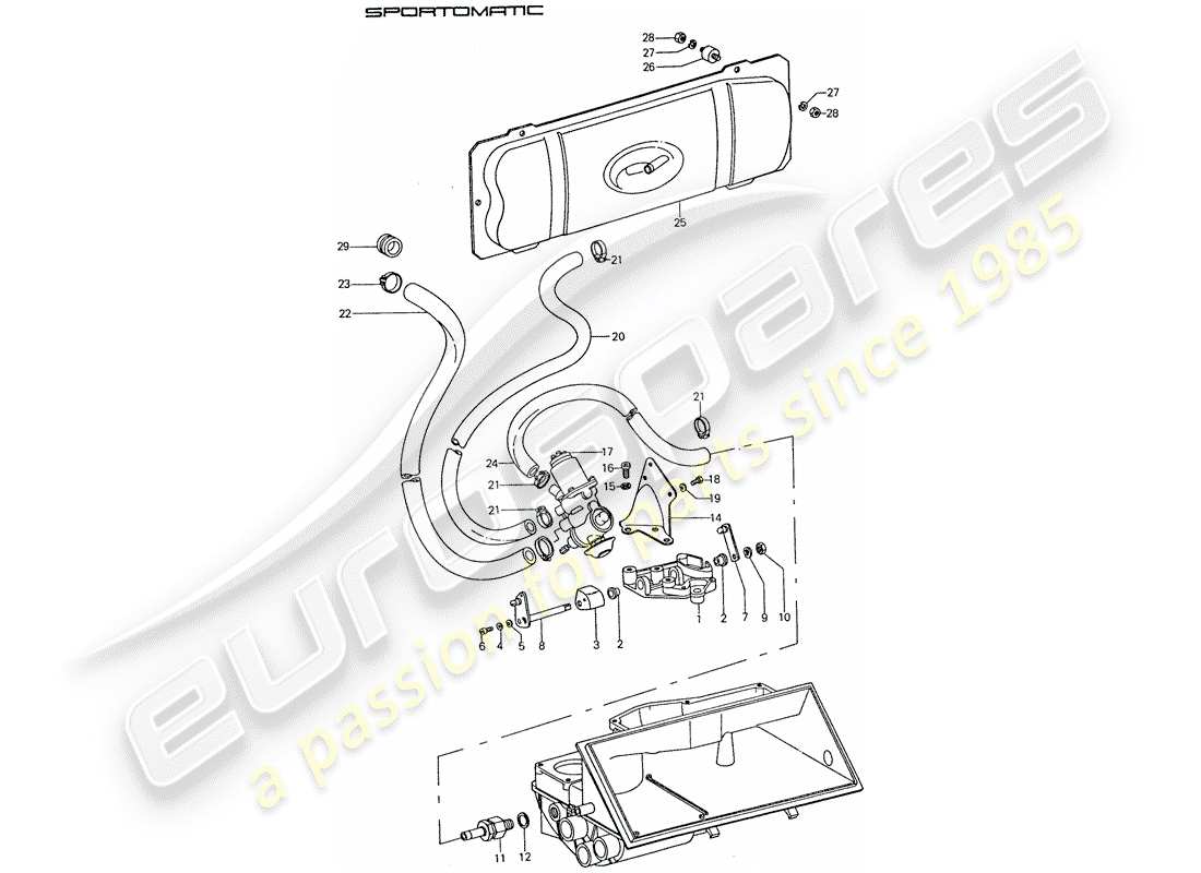 porsche 911 (1977) vacuum system - for - clutch release part diagram