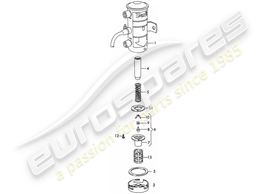 porsche 356b/356c (1961) single parts - for - fuel pump part diagram