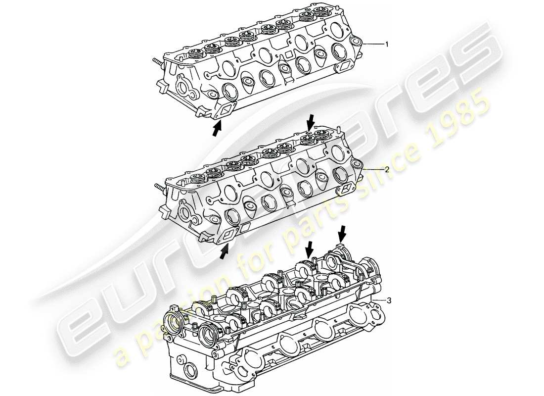 porsche replacement catalogue (1991) cylinder head part diagram