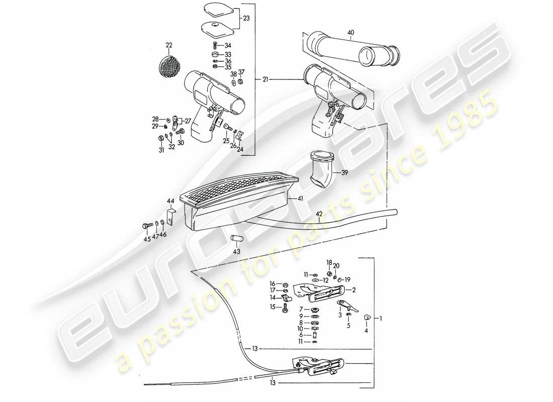 porsche 356b/356c (1961) ventilation part diagram