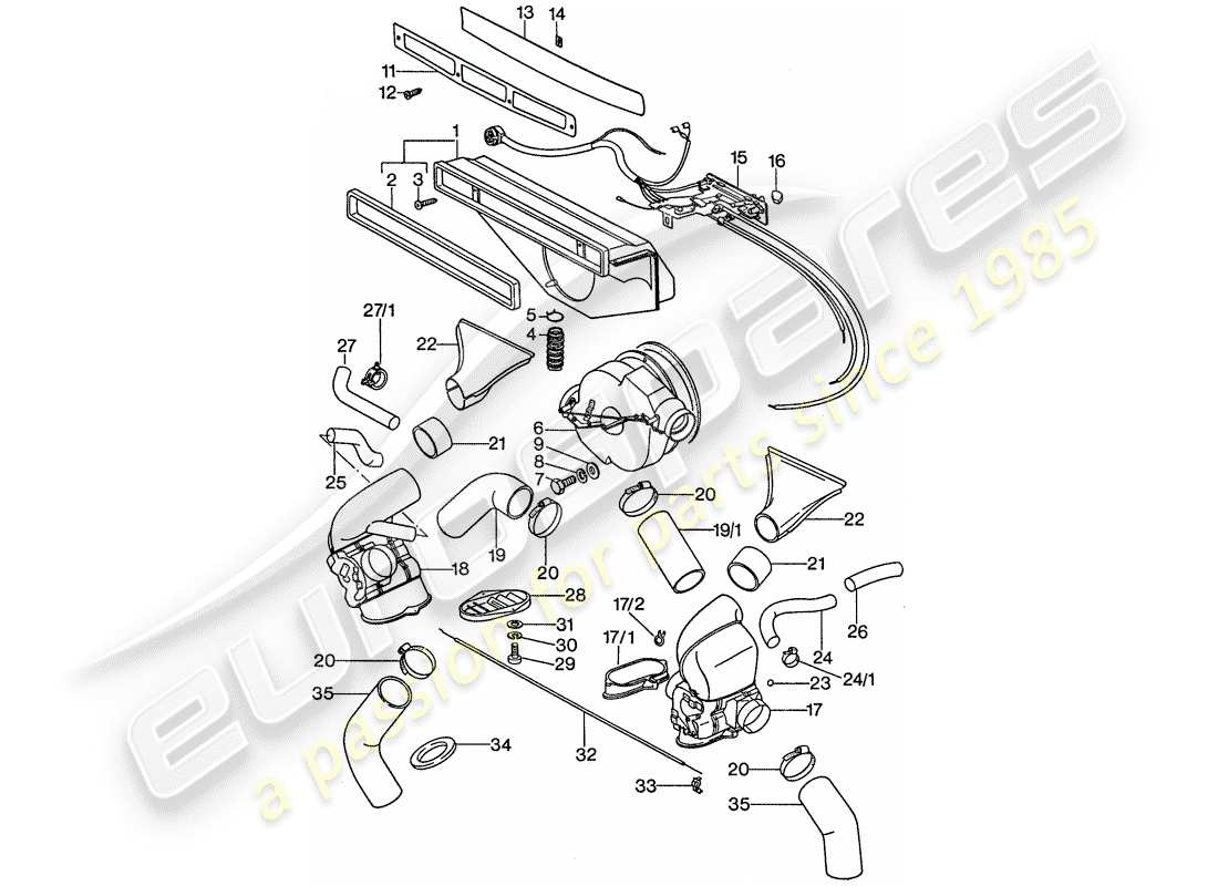 porsche 911 (1977) ventilation - heating system 1 - d >> - mj 1976 part diagram