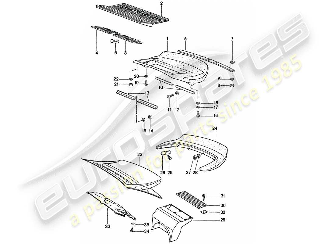 porsche 1977 (911) rear spoiler parts diagram