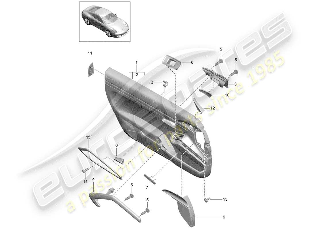 porsche 991 (2013) door panel parts diagram