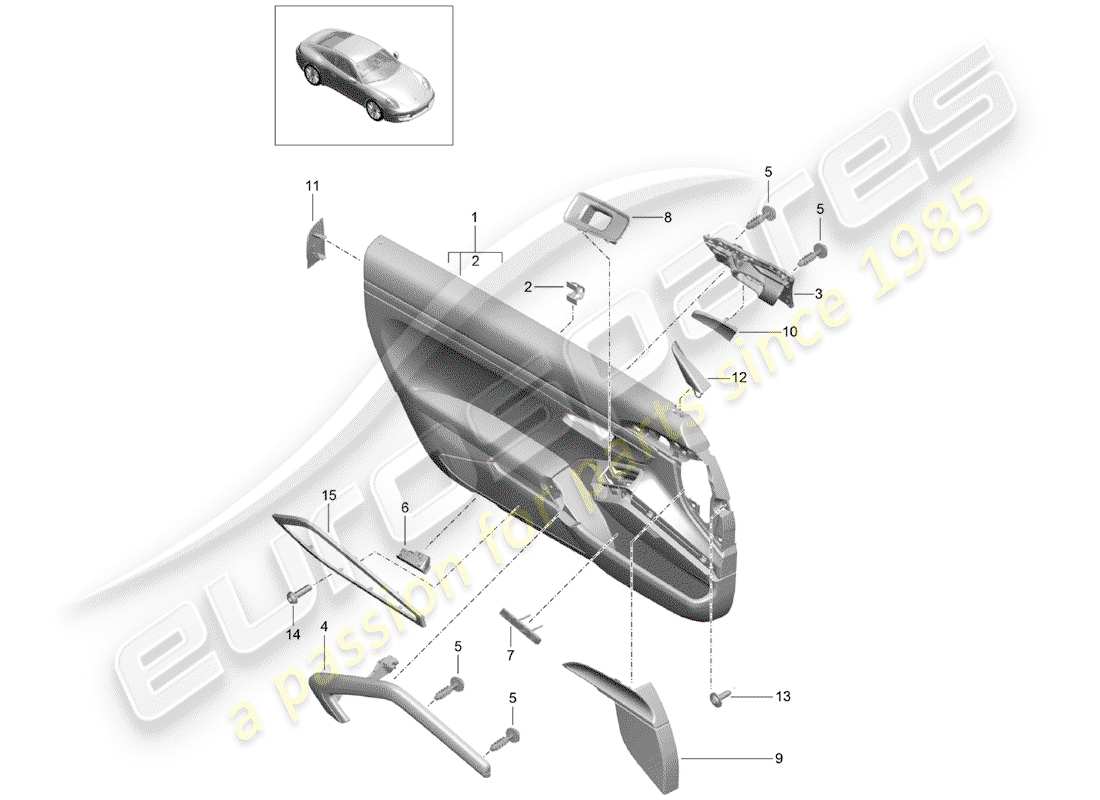 porsche 991 (2013) door panel part diagram