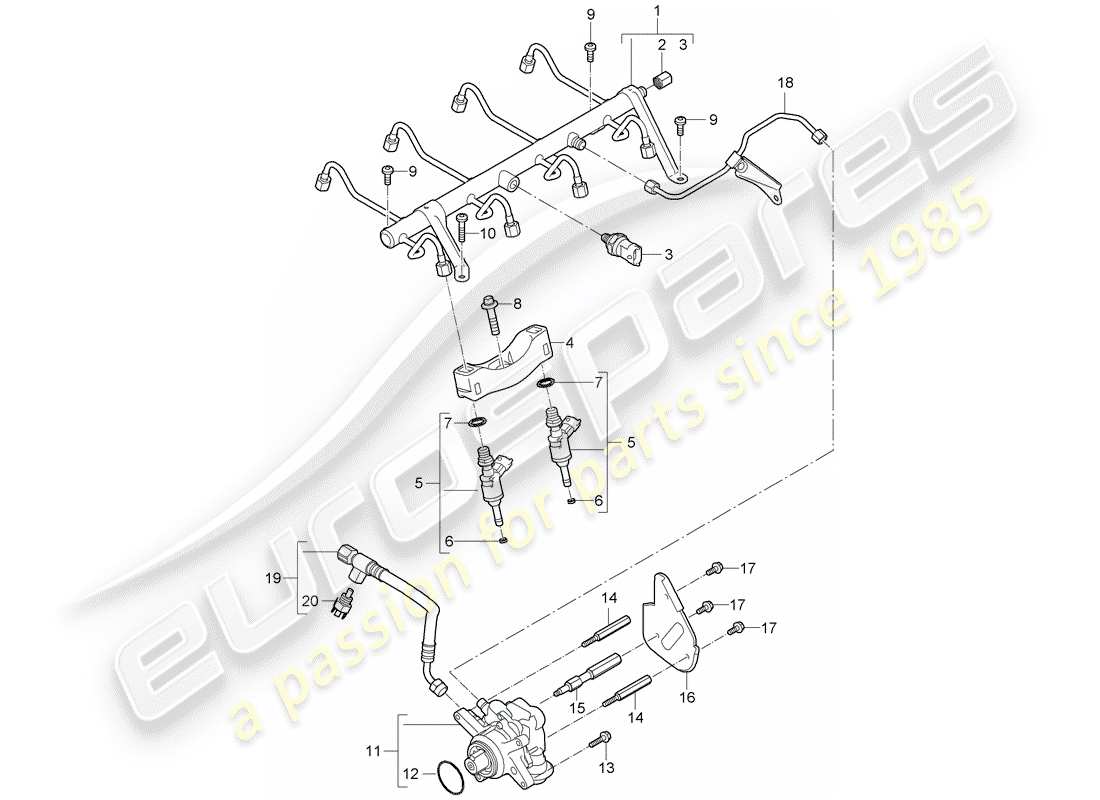 porsche cayenne (2008) fuel collection pipe part diagram