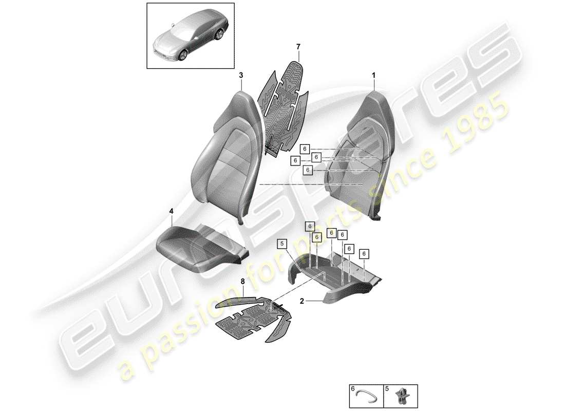 porsche panamera 971 (2019) foam part part diagram