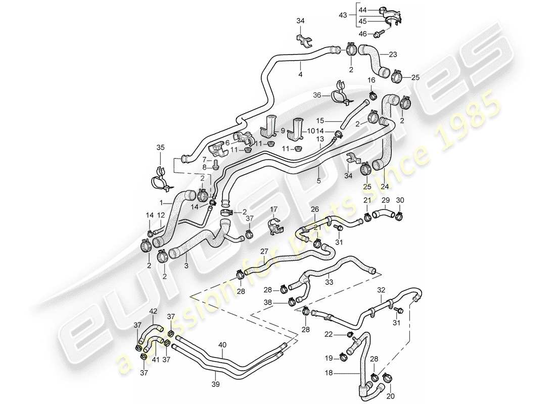 porsche 996 (2004) water cooling parts diagram