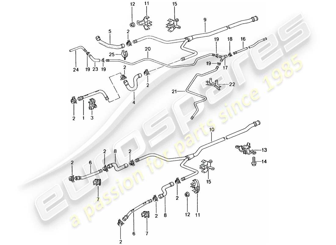 porsche 996 gt3 (2001) water cooling 2 part diagram