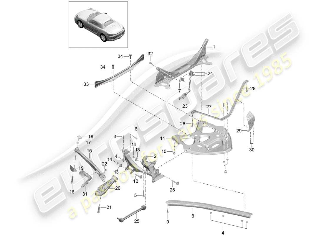 porsche 718 boxster (2019) rear axle part diagram